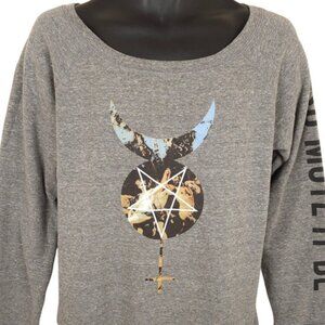 Occult Sweatshirt Womens Size XL Gray So Mote It Be Pentagram Cross Satanic USA